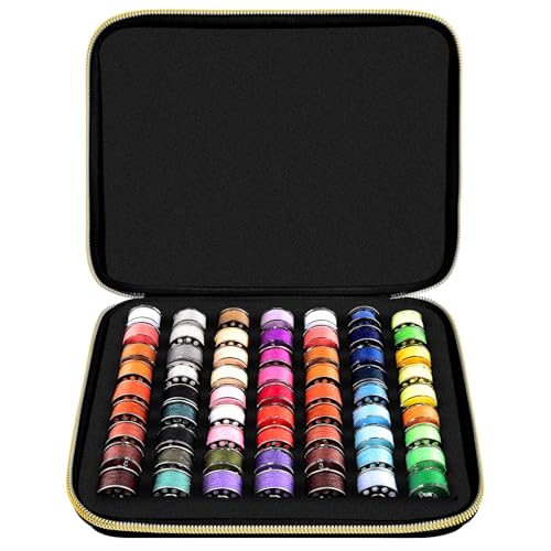 63 Slots Spulenkapsel Halter - Spulen Faden Organizer Storage - Spools Box kompatibel mit Brother für Singer für Babylock für Janome für Kenmore Nähmaschine (Schwarz) von casmilee