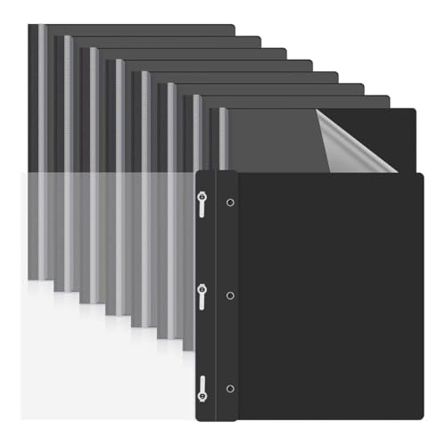 casstaly 10 Stück Berichtsmappen mit 3 Zinkenverschlüssen, Präsentationsmappen, Kunststoff-Berichtsmappe mit schwarzer Rückseite von casstaly