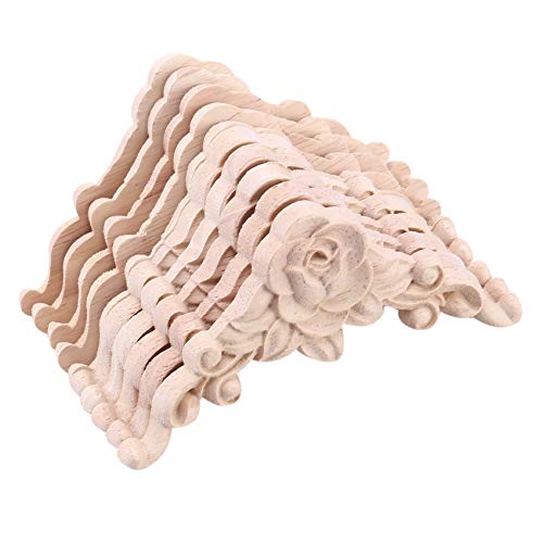 casstaly 10PCS Floral geschnitzt Decal Corner Applique verzieren Rahmen Holzfiguren Kabinett dekorative von casstaly