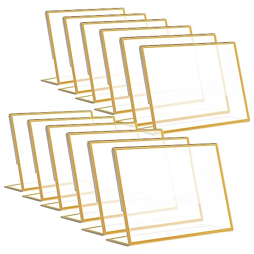casstaly 12 Stück Gold Rahmen Acryl Sign Holder Hochzeit Tischnummern 4 x 6 Zoll Horizontal von casstaly
