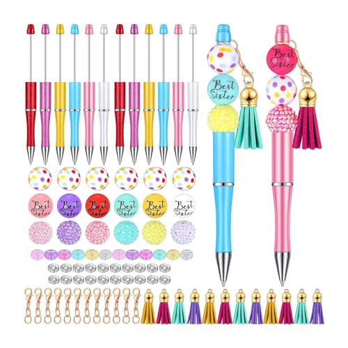 casstaly 12 Stück Perlenstifte, Bulk-Perlenstifte, DIY-Bastelset, Mehrfarbiger Kugelschreiber für Kinder von casstaly