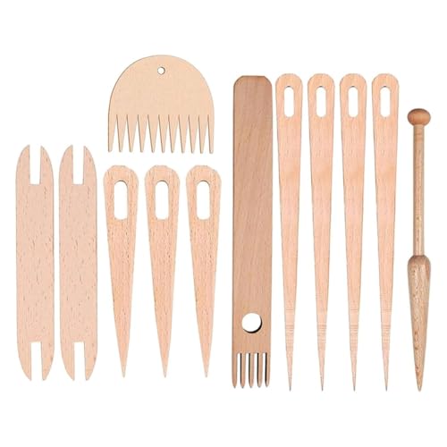 casstaly 12-teiliges Stick-Set, Webstab mit großen Augen, 7-teilig, 2 Webstöcke, 2 Webkamm von casstaly
