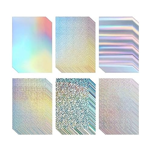 casstaly 120 Stück dicker, metallischer, holografischer Karton, 21,6 x 27,9 cm, Spiegelpapierbögen für Bastelarbeiten, Karton, Briefe, Poster, Zubehör von casstaly