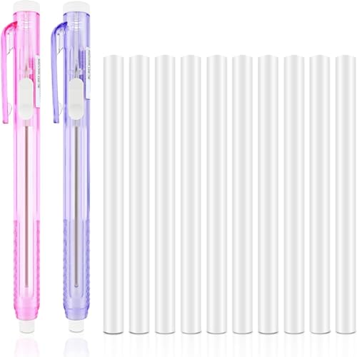 casstaly 12er-Pack Einziehbare Mechanische Radierstifte, 2 Radiergummis mit 10 -Radiergummi-Minen für Schule, Zuhause, Büro A von casstaly