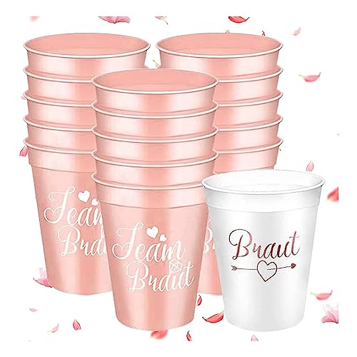 casstaly 16 Stück „Team Bride and Bride to Be Bachelorette Cups“ Bridal Maid Dekorationen Bachelorette Cups Dekoration von casstaly