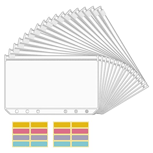 casstaly 16 X A6 Ordner, 6 LöCher, Budget Bargeld UmschläGe, Transparente ReißVerschluss Ordner für 6-Ring Budget Ordner Notizbuch von casstaly