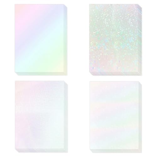 casstaly 20 Blatt Holografisches Aufkleberpapier, A4-Größe, Vinyl-Laminierungsaufkleberfolie, Wasserdicht, Selbstklebend, Laminataufkleber, Langlebig, Einfach Anzubringen von casstaly