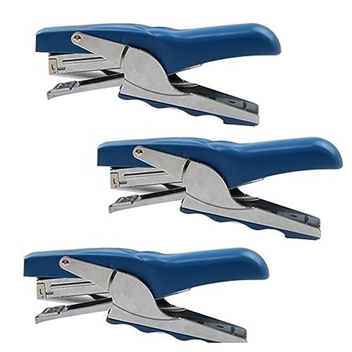 casstaly 3-Teiliges Büroheftgerät, Handheftgerät, 50-Blatt-Kapazität, Schreibtischheftgerät für Zuhause, Schule, Blau von casstaly