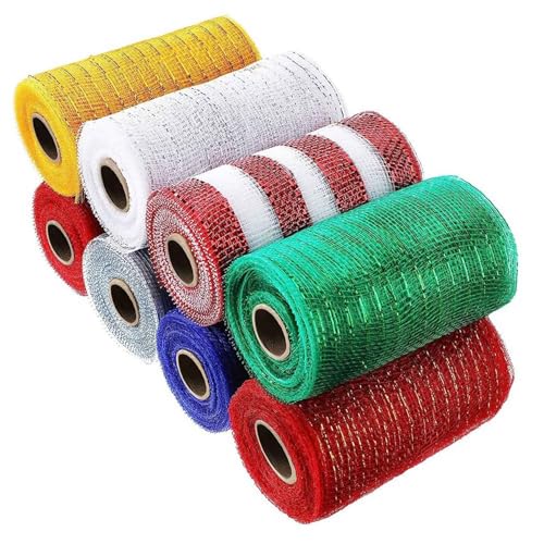 casstaly 4 Rollen Sackleinengeflecht 6 10 Yards, Dekoratives Netzband, Geschenkbandrollen, Kranzdekoration für DIY- von casstaly