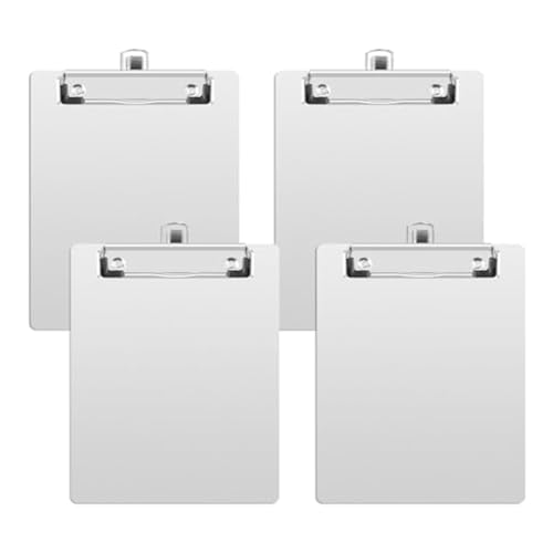 casstaly 4er-Pack Silberne Klemmbretter im A5-Format mit Stifthalter, Geeignet für Büros, Restaurants, Schulen und Labore von casstaly
