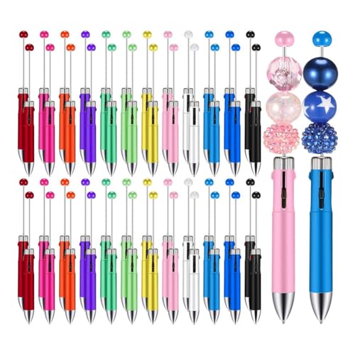 casstaly 50 Stück, Mehrfarbige, Niedliche 1,0-Mm-Perlenstifte, Perlenstifte, 4-In-1-Kugelschreiber mit Perlen, für die Herstellung Von Abschlusszubehör B von casstaly