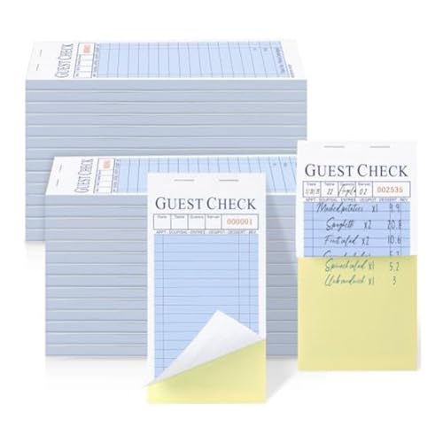 casstaly 50Er-Pack GäSteschecks für Kellner, 2-Teilig, Selbstdurchschreibend, Kellner-Notizblock, Essensbestellungskarten für Bar, Café, Restaurant, Insgesamt 2500 A von casstaly