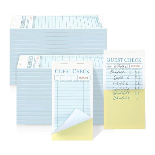 casstaly 50Er-Pack GäSteschecks für Kellner, 2-Teilig, Selbstdurchschreibend, Kellner-Notizblock, Essensbestellungskarten für Bar, Café, Restaurant, Insgesamt 2500 B von casstaly