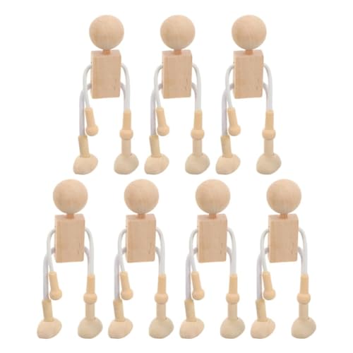 casstaly 7-Teiliges Set Blanke Cartoon-Figuren Aus : DIY-Malerei, Roboterfiguren, Gelenkfiguren, Roboter-Steckpuppe zum Selbermachen von casstaly