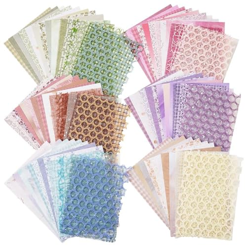 casstaly 90 Blatt Scrapbook-Papier und Dekoratives Netzgewebe, Sortiertes Set - 6er-Pack Gemischtes Spezialpapier für Scrapbooking, A von casstaly
