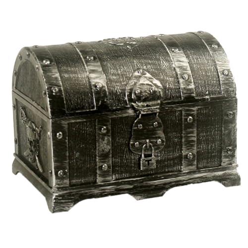 casstaly Antike Silberjagd-Piraten-Versteckbox Aus Kunststoff, Dekoratives Hausspiel für Kinder, Retro-Dekoration, Geschenke von casstaly