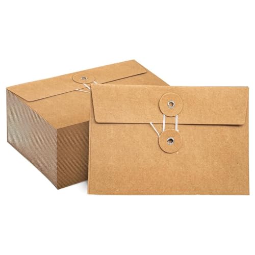 casstaly Manila-Umschläge mit Schnurverschluss, Projekttaschen, Dokumenten-Organizer, 11,4 x 17,9 cm, Braun, 40 Stück von casstaly