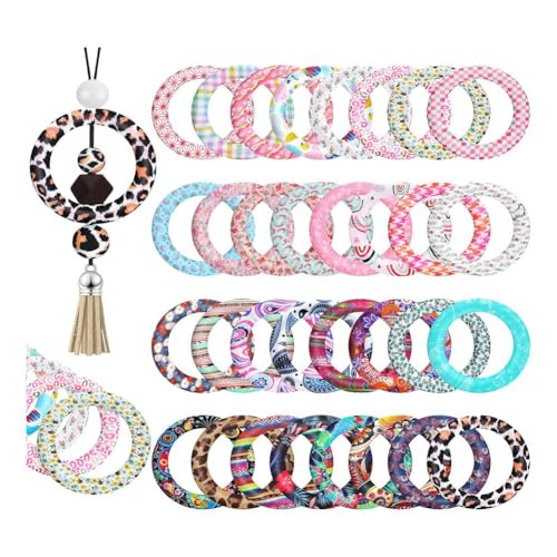 casstaly Silikon-Perlenring, 65 mm, rund, Silikonband mit 2 Löchern, Perlen-Fokusrahmen, Silikon-Anhänger, DIY-Schlüsselanhänger von casstaly