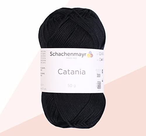 3 Knäuel SMC Catania Originals Baumwollgarn, insgesamt 100% Baumwolle, je 50g/125m, Fine-Sport 2 (9801210-00110 - Schwarz, 3er Pack) von catania