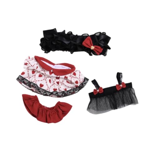 Spitze Herz Schleife Kleid Plüsch Puppe Kleidung für 20 cm Puppen mit Kopfschmuck Spitze Herz Schleife Kleid Plüsch Puppe Kleidung für 20 cm Puppen mit Kopfschmuck von catgol