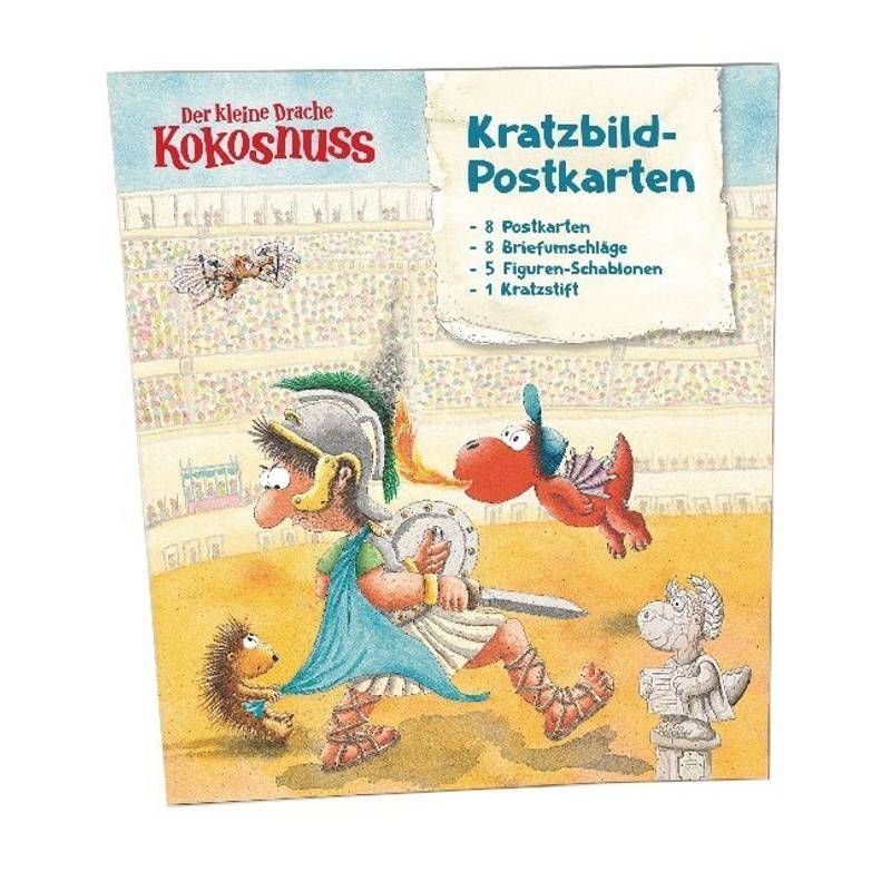 Kratzbild-Postkartenset Drache Kokosnuss 8Er-Pack In Bunt von cbj Verlag