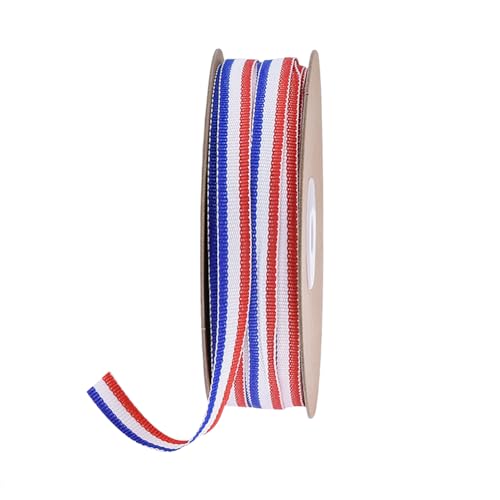 1 cm 50 m rot-weiß-blau gestreiftes Band, dünnes Bastelband, dekoratives Ripsband, Geschenkverpackung, patriotisches Dekorationsband für Unabhängigkeitstag von ccHuDE