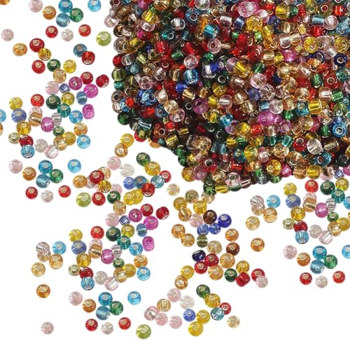 Glasperlen, rund, 5000 Stück, 2 mm, Mini-Perlen, gemischte Farben, transparent, Glitzer, niedlich, kleine Löcher, dekorative funkelnde Perlen zur Dekoration Glasperlen, rund, 5000 Stück, 2 mm, Mini-Perlen, gemischte Farben, transparent, Glitzer, niedlich, kleine Löcher, dekorative funkelnde Perlen zur Dekoration von ccHuDE