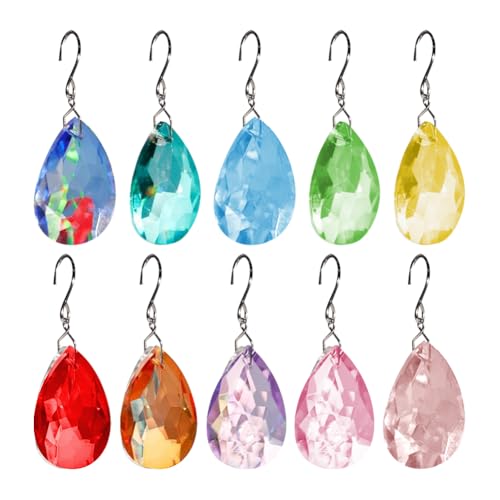 ccHuDE 10 Stück hängende klare Kristallperlen, kleine Sonnenfänger, transparent, Kristall-Sonnenfänger, Kronleuchter, Tropfen-Kristalle, Tropfenform, Kristalle, Ornamente, mehrfarbig ccHuDE 10 Stück hängende klare Kristallperlen, kleine Sonnenfänger, transparent, Kristall-Sonnenfänger, Kronleuchter, Tropfen-Kristalle, Tropfenform, Kristalle, Ornamente, mehrfarbig von ccHuDE