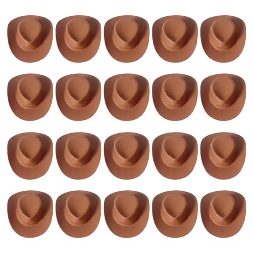 ccHuDE 20 Stück Mini-Cowboyhüte aus Kunststoff, kleine Cowgirl-Hüte, kleine Westernpuppenhüte, niedliche Miniatur-Partyhüte, Flaschenaufsatz, Hüte, Puppe, Cowboy-Kappen, Braun ccHuDE 20 Stück Mini-Cowboyhüte aus Kunststoff, kleine Cowgirl-Hüte, kleine Westernpuppenhüte, niedliche Miniatur-Partyhüte, Flaschenaufsatz, Hüte, Puppe, Cowboy-Kappen, Braun von ccHuDE