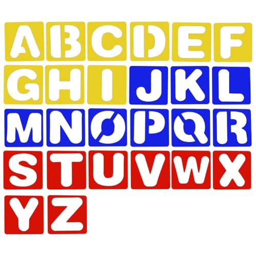 ccHuDE 26 Stück 7,6 cm Kunststoff-Buchstaben-Schablonen zum Basteln, Alphabet-Vorlagen, künstlerisches Zeichnen, Schablonen, Buchstabendekoration, Malschablonen, DIY, Tagebuch, Schablone ccHuDE 26 Stück 7,6 cm Kunststoff-Buchstaben-Schablonen zum Basteln, Alphabet-Vorlagen, künstlerisches Zeichnen, Schablonen, Buchstabendekoration, Malschablonen, DIY, Tagebuch, Schablone von ccHuDE