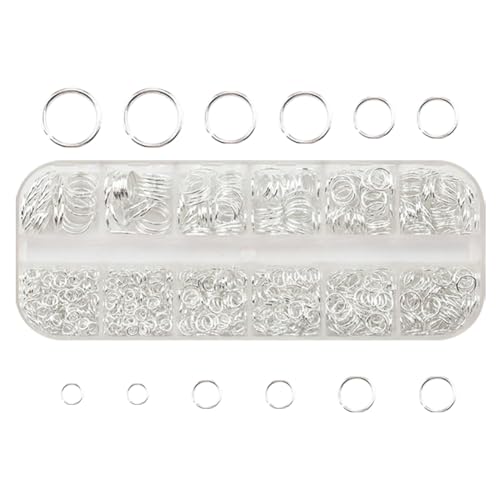 ccHuDE 985 Stück offene Binderinge zur Herstellung von Armbändern, Schmuckreparaturringe, kleine Bastelringe, gemischte Größen, Verbindungsringe mit transparenter Box, Silber ccHuDE 985 Stück offene Binderinge zur Herstellung von Armbändern, Schmuckreparaturringe, kleine Bastelringe, gemischte Größen, Verbindungsringe mit transparenter Box, Silber von ccHuDE