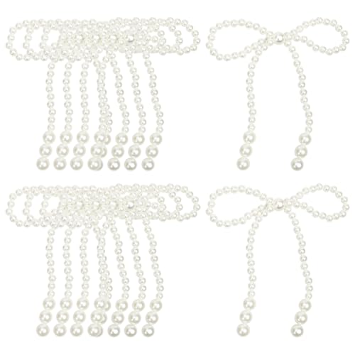 ccHuDE Cupcake-Topper mit Schleife, dekorativ, niedliche Dessert-Topper, weiße Perlen, Kuchendekorationen für Hochzeit, Brautparty, 10 Stück ccHuDE Cupcake-Topper mit Schleife, dekorativ, niedliche Dessert-Topper, weiße Perlen, Kuchendekorationen für Hochzeit, Brautparty, 10 Stück von ccHuDE