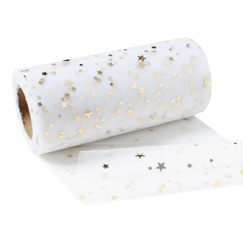 ccHuDE Glitzer-Pailletten-Tüllband, breit, glitzernd, Stoffband, Netzstoff, Nähband, Basteln, glitzerndes Band, dekoratives Tüll-Rollennetz, Tüll mit Foliensternen, für selbstgemachte Röcke, 14 cm, 22 ccHuDE Glitzer-Pailletten-Tüllband, breit, glitzernd, Stoffband, Netzstoff, Nähband, Basteln, glitzerndes Band, dekoratives Tüll-Rollennetz, Tüll mit Foliensternen, für selbstgemachte Röcke, 14 cm, 22 von ccHuDE