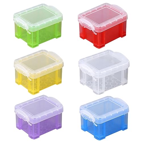 ccHuDE Kleine Kunststoff-Aufbewahrungsboxen, rechteckig, bunte Bastelkoffer, transparente Perlen, Organizer mit Scharnierdeckel für kleine Gegenstände, 6 Stück ccHuDE Kleine Kunststoff-Aufbewahrungsboxen, rechteckig, bunte Bastelkoffer, transparente Perlen, Organizer mit Scharnierdeckel für kleine Gegenstände, 6 Stück von ccHuDE
