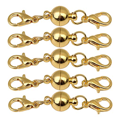 ccHuDE Magnetische Karabinerverschlüsse, Kugelschnallen, Magnetverschlüsse, Konverter für Schmuck, Halsketten, Armbänder, Gold, 10 Stück von ccHuDE