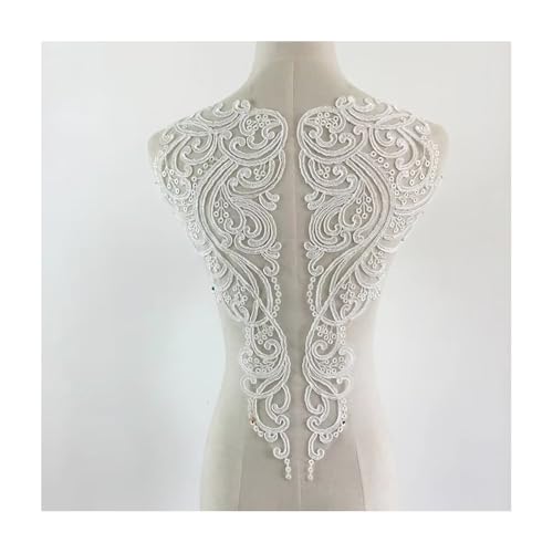 1 Stück Eleganter Kragen mit Spitzenapplikation in Elfenbeinweiß und Schwarz – 38 x 45 cm, bestickter Spitzenbesatz for Kleider, Kostüme und Heimdekoration(White) von cchhHUAc