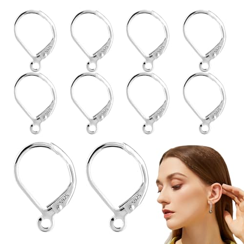 Earring Hooks for Jewelry Making, 925 Sterling Silver Leverback Hooks, Interchangeable Nonallergic French Ear Wires, Craft Jewelry Findings for Women, 10 Pieces von ccuzs