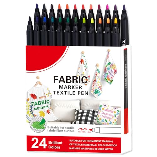 Fabric Marker Set, Cloth Paint Markers, 12/24 Color Washable Textile Pens, Fade-Resistant Inks, Duals Tip Design, Perfect for Shoes, Tote Bags, Tablecloths, Home, Outdoor Crafts, 16x14.5cm Multicolor Fabric Marker Set, Cloth Paint Markers, 12/24 Color Washable Textile Pens, Fade-Resistant Inks, Duals Tip Design, Perfect for Shoes, Tote Bags, Tablecloths, Home, Outdoor Crafts, 16x14.5cm Multicolor von ccuzs