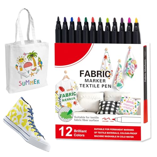 Fabric Marker Set, Cloth Paint Markers, 12/24 Color Washable Textile Pens, Fade-Resistant Inks, Duals Tip Design, Perfect for Shoes, Tote Bags, Tablecloths, Home, Outdoor Crafts, 16x14.5cm Multicolor Fabric Marker Set, Cloth Paint Markers, 12/24 Color Washable Textile Pens, Fade-Resistant Inks, Duals Tip Design, Perfect for Shoes, Tote Bags, Tablecloths, Home, Outdoor Crafts, 16x14.5cm Multicolor von ccuzs