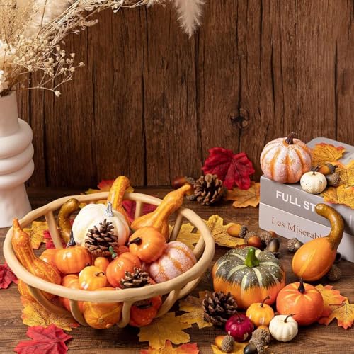 Kürbisse Dekorationsset - 166/180 Stück Herbstdekoration für Zuhause - Halloween Tischläufer Kamin Schreibtisch Küche Wohnzimmer von ccuzs
