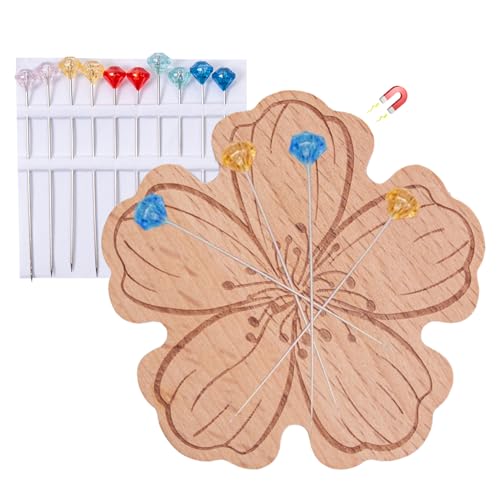 Nadelklammern | praktischer magnetischer Organizer für Nähnadeln – Holzklammer mit Blumenmuster zum Nähen, Sticken, Stricken, Kreative Hobby von ccuzs