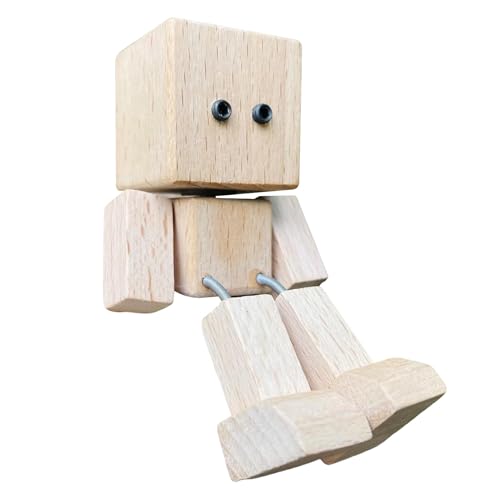 ccuzs Holzfigur Eines Mannes | Holzpuppe - Mit Magnetbasis Wackelfigur Für Kinder Schreibtischdekoration Wohnaccessoire von ccuzs