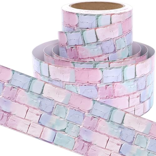 Beruhigende Pastell-Ziegelstein-Graffiti-Wand-Pinnwand, gerade, gerollter Rand, 7,6 cm x 11 m, Klassenzimmer, Schuldekoration Beruhigende Pastell-Ziegelstein-Graffiti-Wand-Pinnwand, gerade, gerollter Rand, 7,6 cm x 11 m, Klassenzimmer, Schuldekoration von ceiba tree