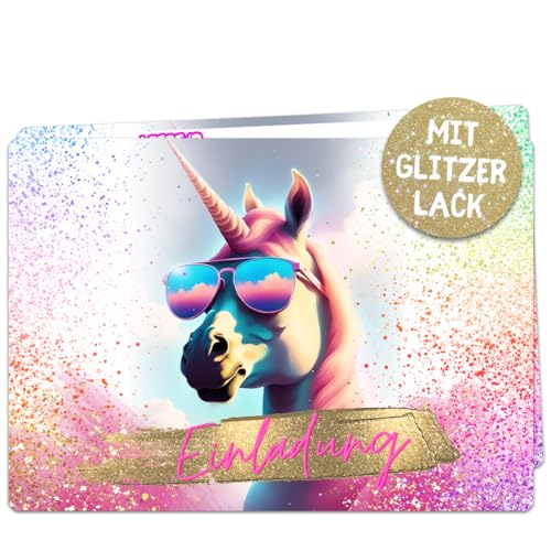 celebr8te 12x Party Einhorn Glitzer Einladungskarten - Für den Kindergeburtstag von Mädchen - coole Einhorn Geburtstagseinladungen inkl. Messenger Bild & Urlaubsgutschein celebr8te 12x Party Einhorn Glitzer Einladungskarten - Für den Kindergeburtstag von Mädchen - coole Einhorn Geburtstagseinladungen inkl. Messenger Bild & Urlaubsgutschein von celebr8te