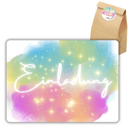 celebr8te 12x Glitzer Wolken Einladungskarten - Für den Kindergeburtstag von Mädchen - UV Hochglanz Glitzer Party Geburtstagseinladungen +12 Sticker +12 Geschenktüten celebr8te 12x Glitzer Wolken Einladungskarten - Für den Kindergeburtstag von Mädchen - UV Hochglanz Glitzer Party Geburtstagseinladungen +12 Sticker +12 Geschenktüten von celebr8te