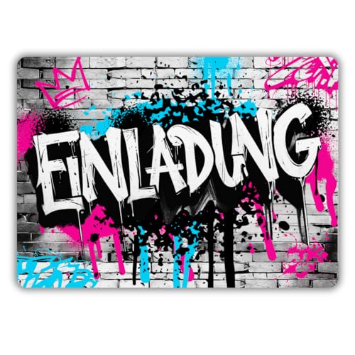 12x Graffiti Einladungskarten Nr.5 - Für den Kindergeburtstag von Jungen & Mädchen - Neon Graffiti Geburtstagseinladungen inkl. Messenger Bild & Urlaubsgutschein 12x Graffiti Einladungskarten Nr.5 - Für den Kindergeburtstag von Jungen & Mädchen - Neon Graffiti Geburtstagseinladungen inkl. Messenger Bild & Urlaubsgutschein von celebr8te