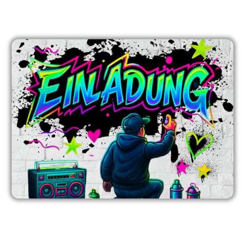 12x Graffiti Einladungskarten Nr.7 - Für den Kindergeburtstag von Jungen & Mädchen - Neon Graffiti Geburtstagseinladungen inkl. Messenger Bild & Urlaubsgutschein 12x Graffiti Einladungskarten Nr.7 - Für den Kindergeburtstag von Jungen & Mädchen - Neon Graffiti Geburtstagseinladungen inkl. Messenger Bild & Urlaubsgutschein von celebr8te