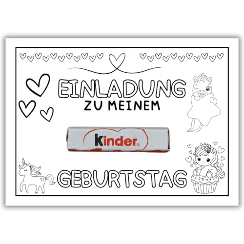 12x kreative Einhorn DIY Kinder Einladungskarten - Für den Kindergeburtstag von Jungen & Mädchen zum selbst gestalten - Partyeinladungen für Geburtstage inkl. Messenger Bild & Urlaubsgutschein von celebr8te