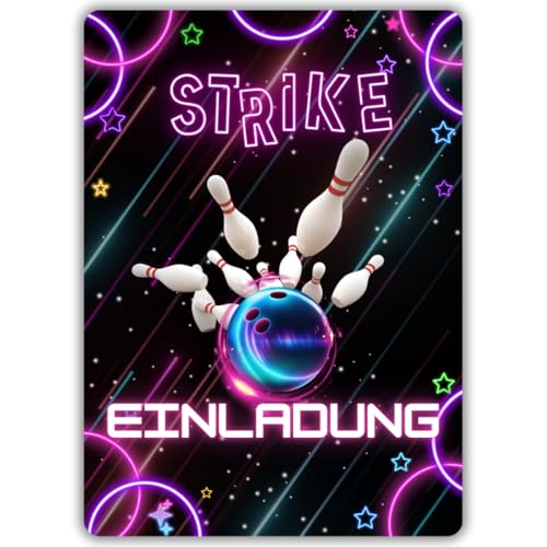 celebr8te 12x Bowling Einladungskarten - Für den Kindergeburtstag von Jungen & Mädchen - Coole Partyeinladungen für Geburtstage Motiv 11 von celebr8te