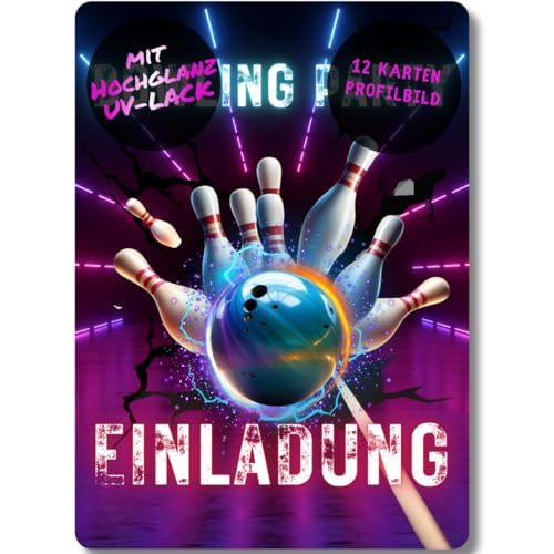 celebr8te 12x Bowling Einladungskarten - Für den Kindergeburtstag von Jungen & Mädchen - Coole Partyeinladungen für Geburtstage Motiv 7 von celebr8te